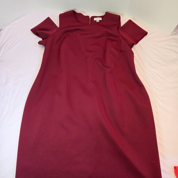 CALVIN KLEIN Women's Cold Shoulder Knee Length Pencil Dress Sz: 20W Red/Maroon - Picture 9 of 14